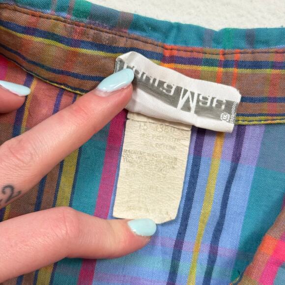Vintage 80s Laura Mae Plaid Button Front Blouse, Size 12 - Picture 5 of 7